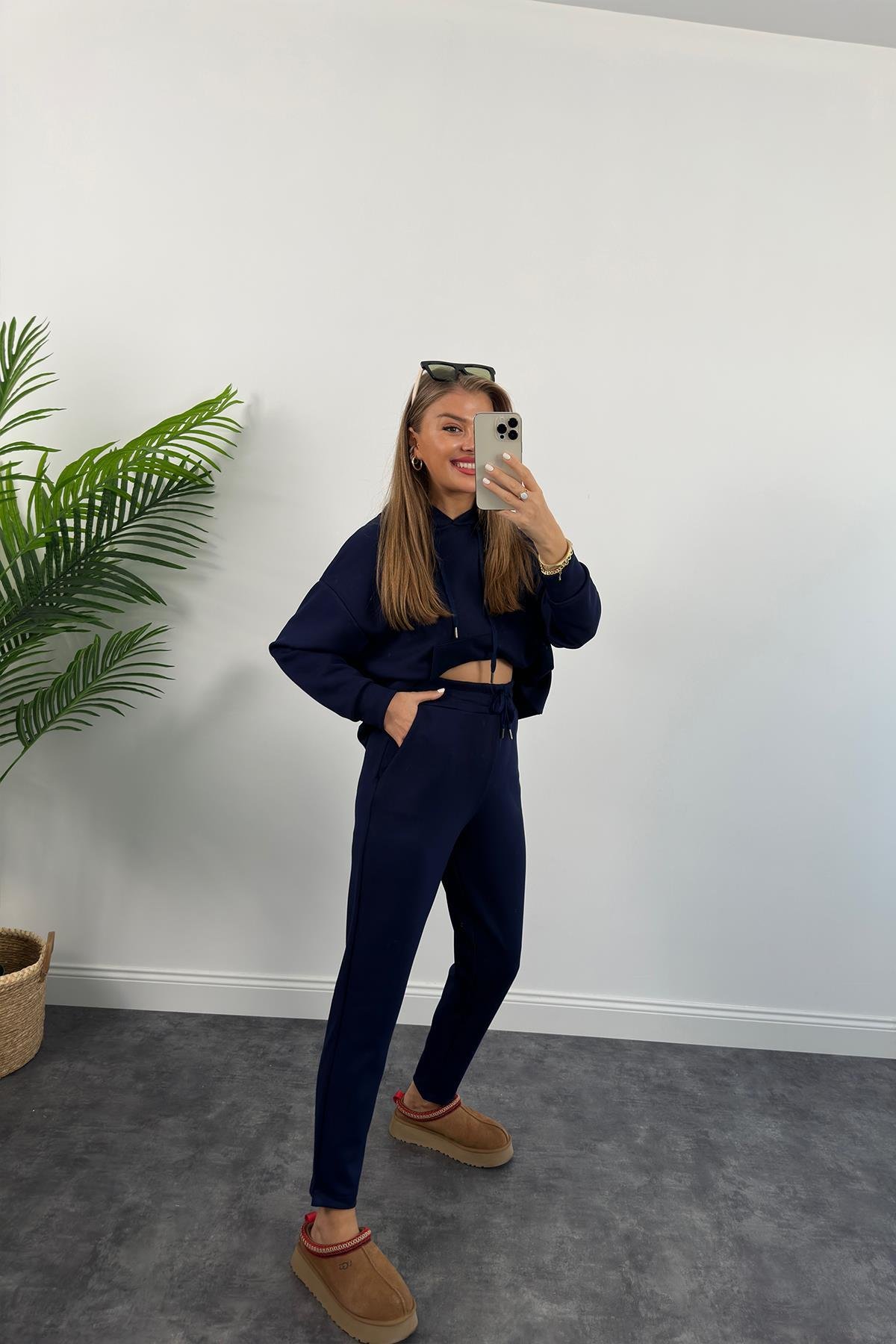 1. Sınıf Kalite Oysho Kumaş Ultra Yüksek Bel Eşofman Takımı Lacivert