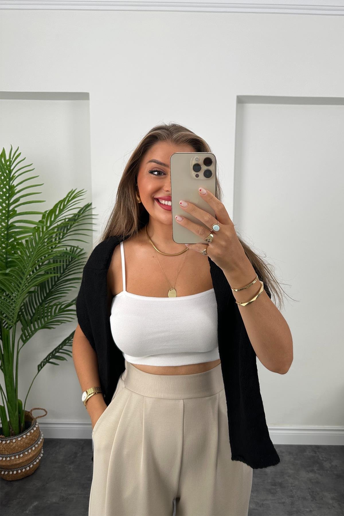 1. Sınıf Kalite Oysh Kumaş Beli Lastikli Harem Pantolon Taş 