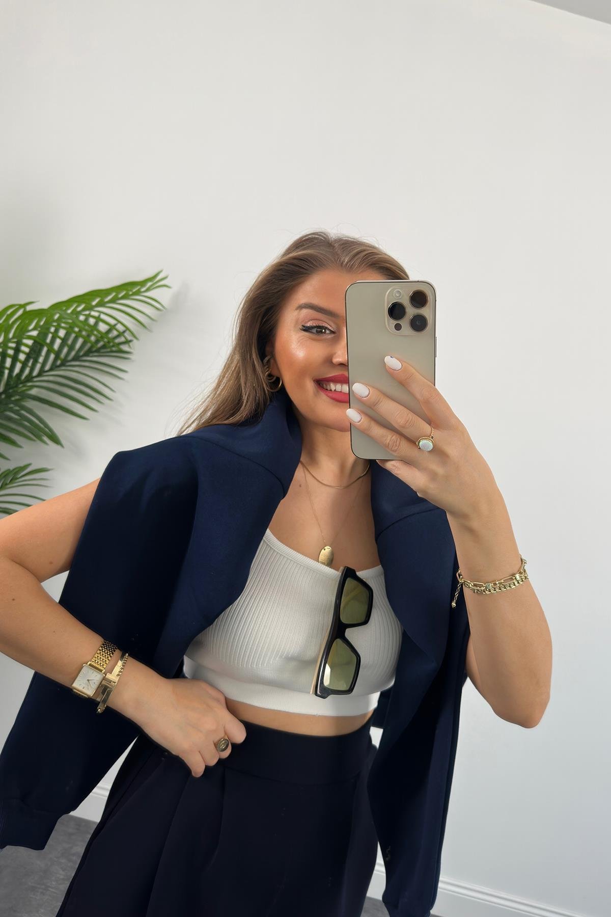 1. Sınıf Kalite Oysh Kumaş Beli Lastikli Harem Pantolon Lacivert