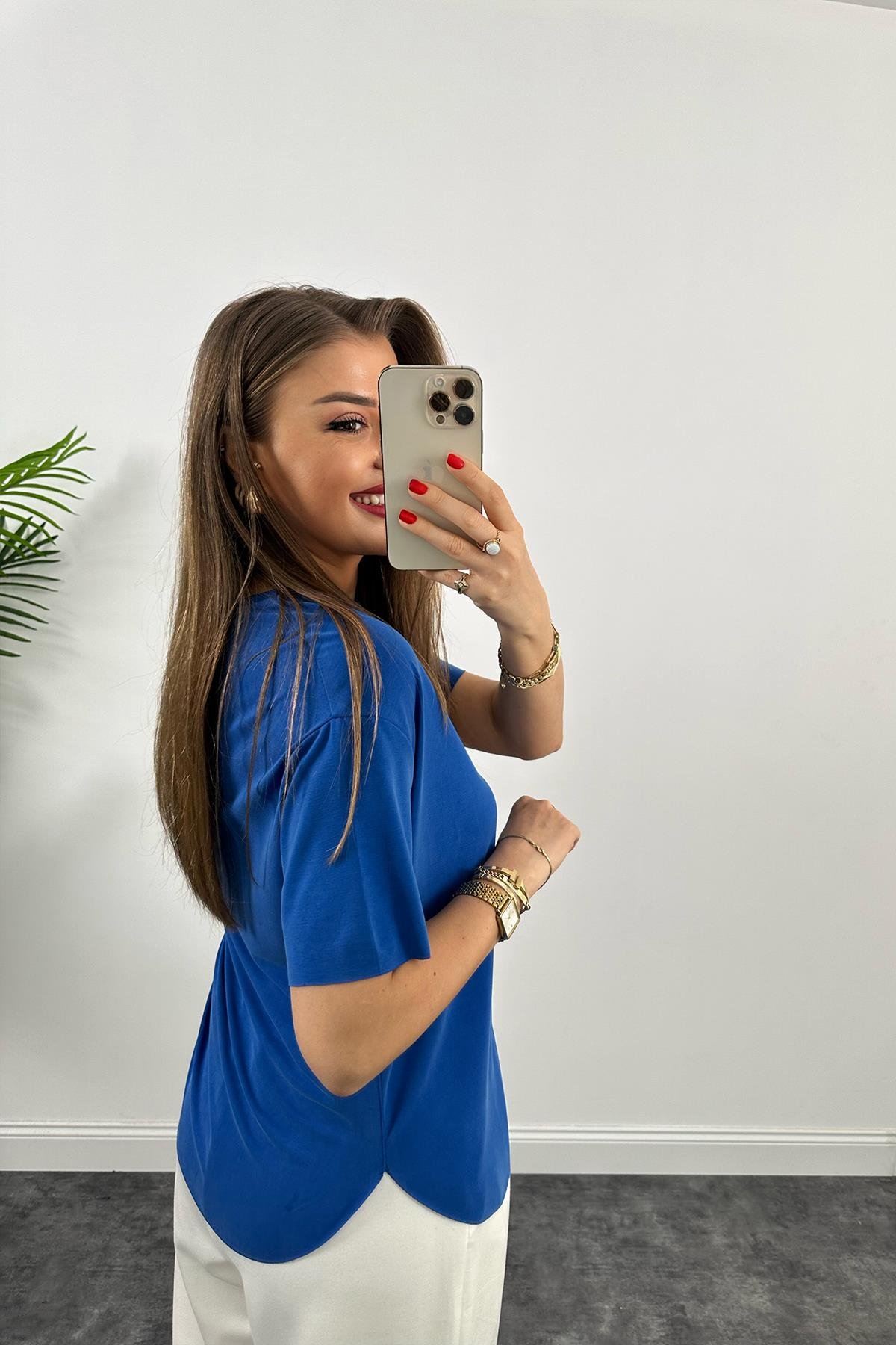 1. Sınıf Kalite Modal Kumaş Oysh Basic Tshirt Mavi