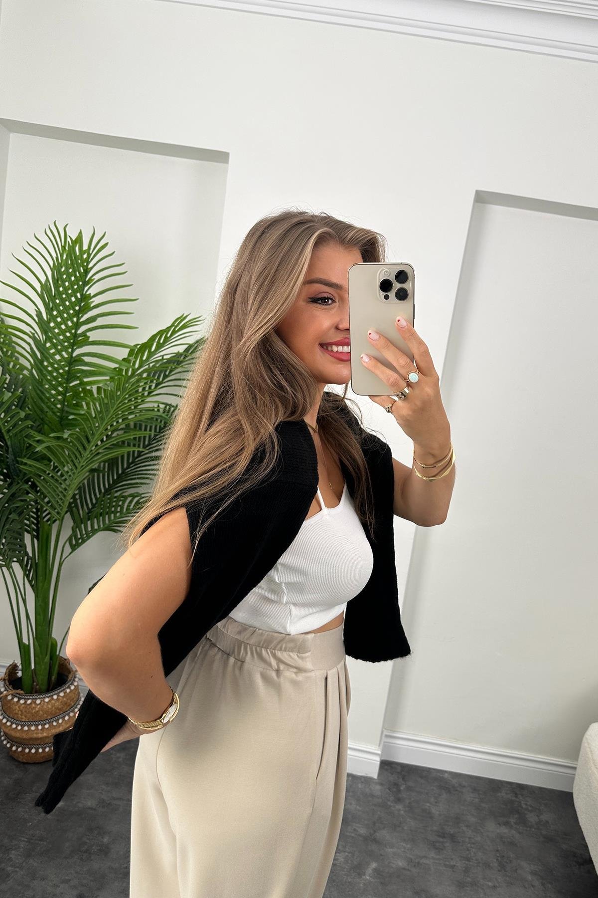 1. Sınıf Kalite Oysh Kumaş Beli Lastikli Harem Pantolon Taş 