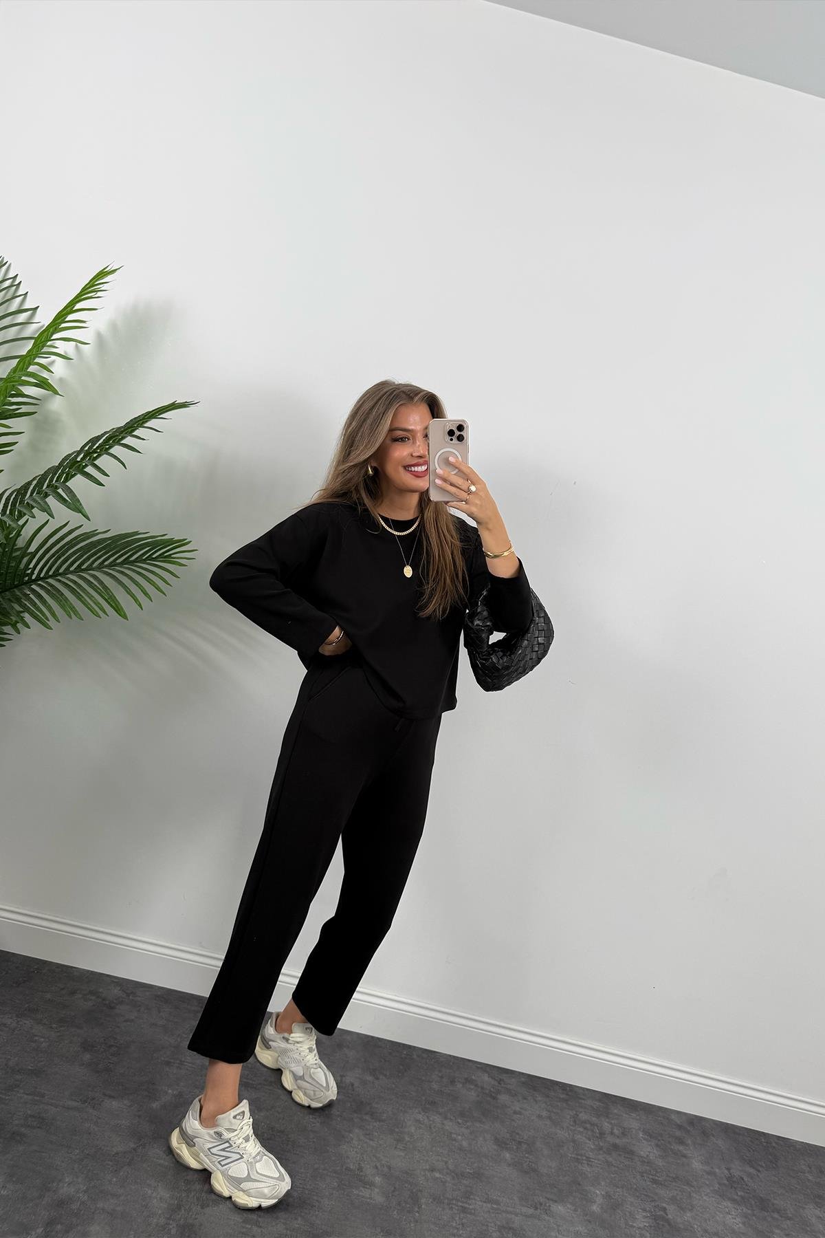 1. Sınıf Kalite İthal Oysh Kumaş Uzun Kol Basic Takım Siyah