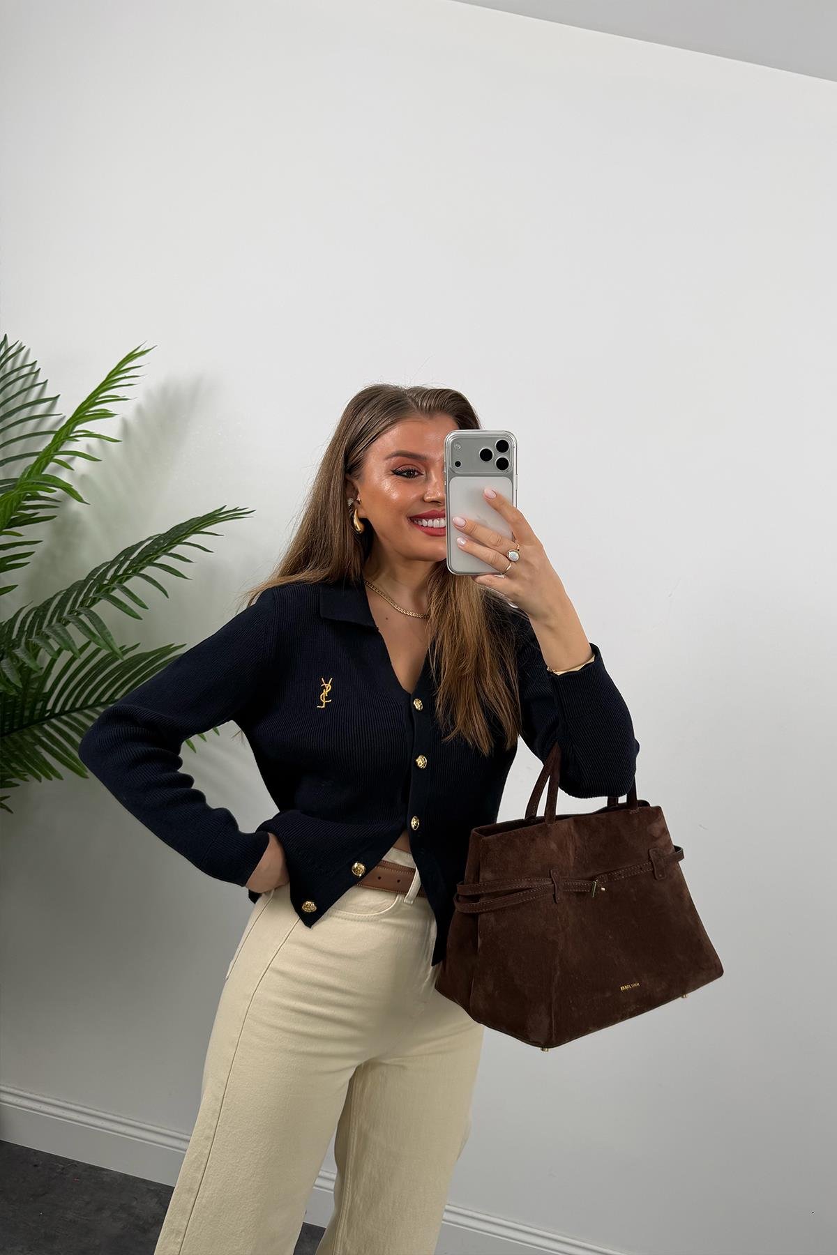 1. Sınıf Kalite Marka Model Gold Nakışlı Hırka Lacivert