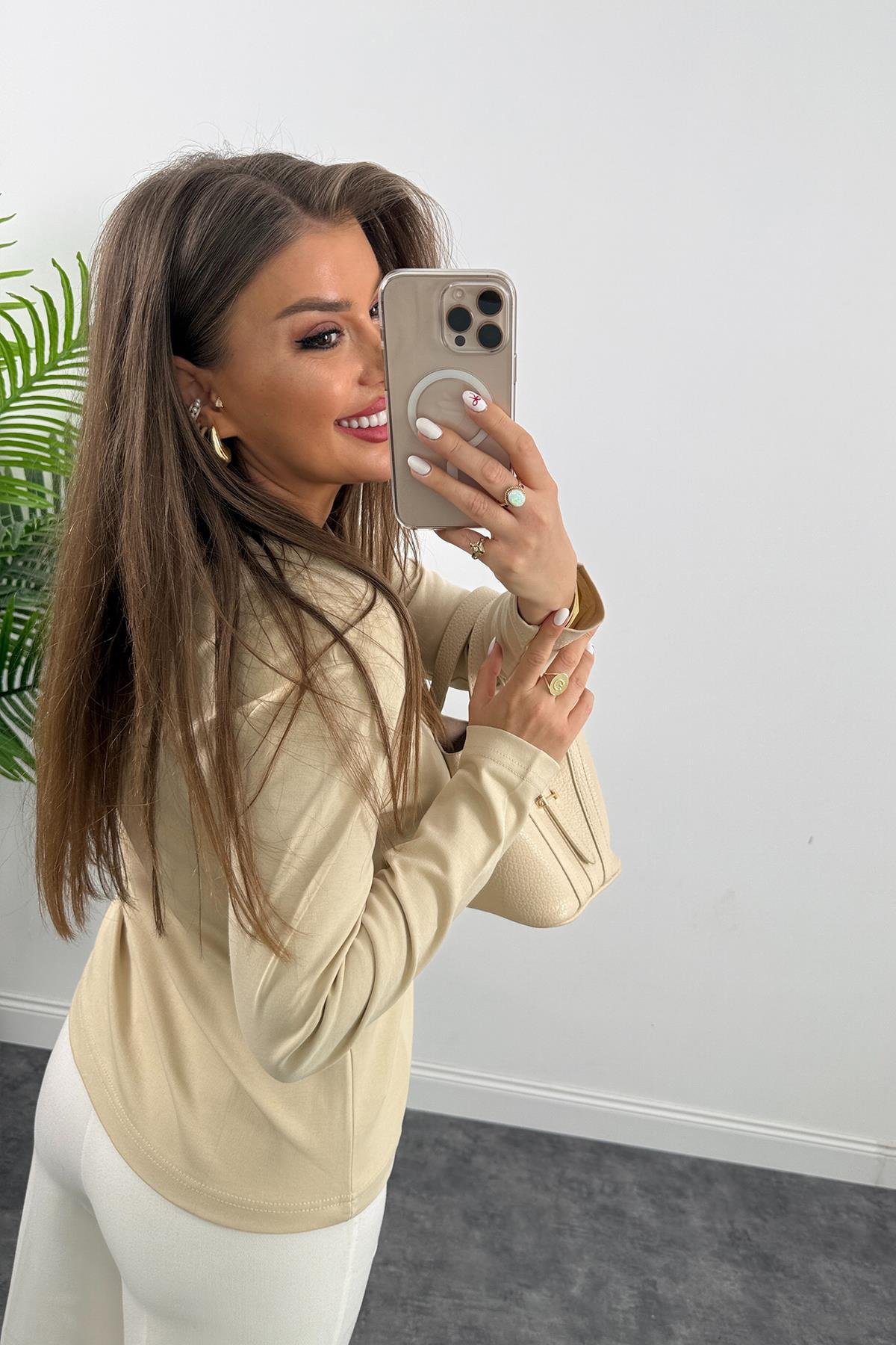 1. Sınıf Kalite  Massi Model Tam Pamuklu Uzun Kol Basic Taş