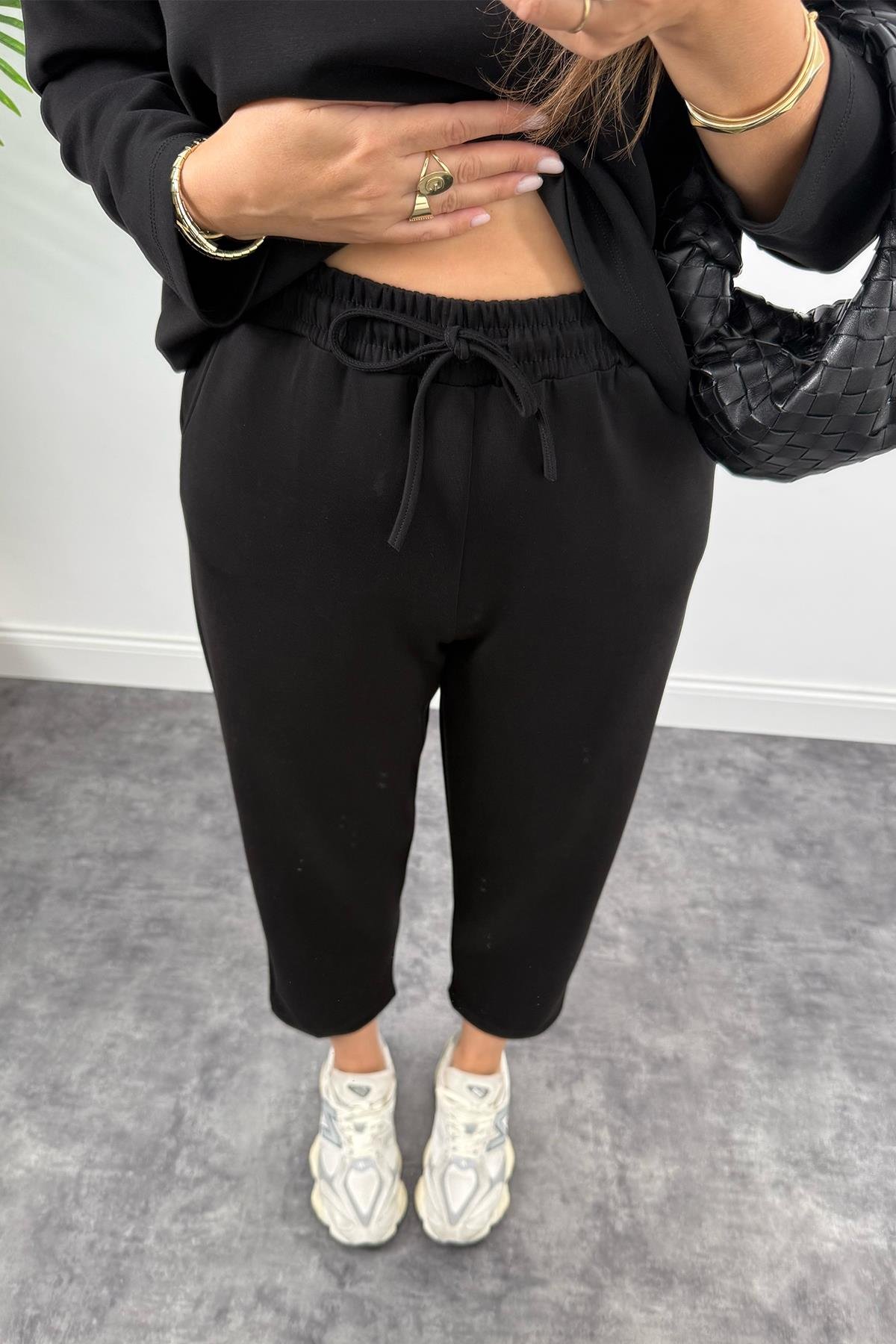 1. Sınıf Kalite İthal Oysh Kumaş Uzun Kol Basic Takım Siyah