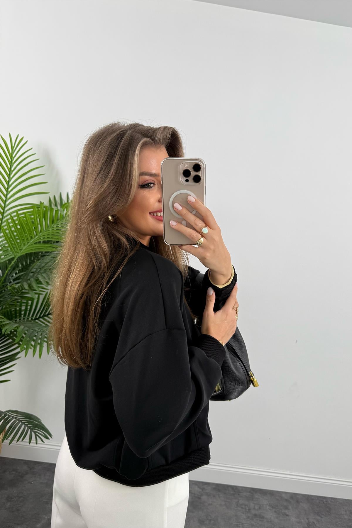 1. Sınıf Kalite Oysh Kumaş Bomber Ceket Siyah