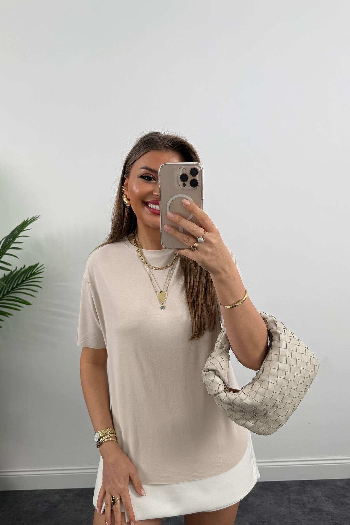 1. Sınıf Kalite Modal Kumaş Oysh Basic Tshirt Taş 