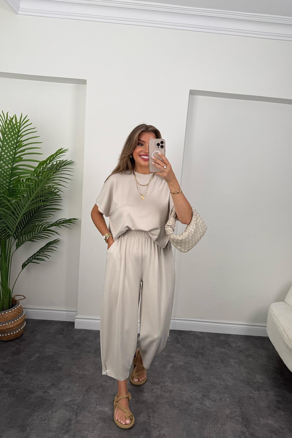 1. Sınıf Kalite Modal Oysh Kumaş Harem Takım Taş