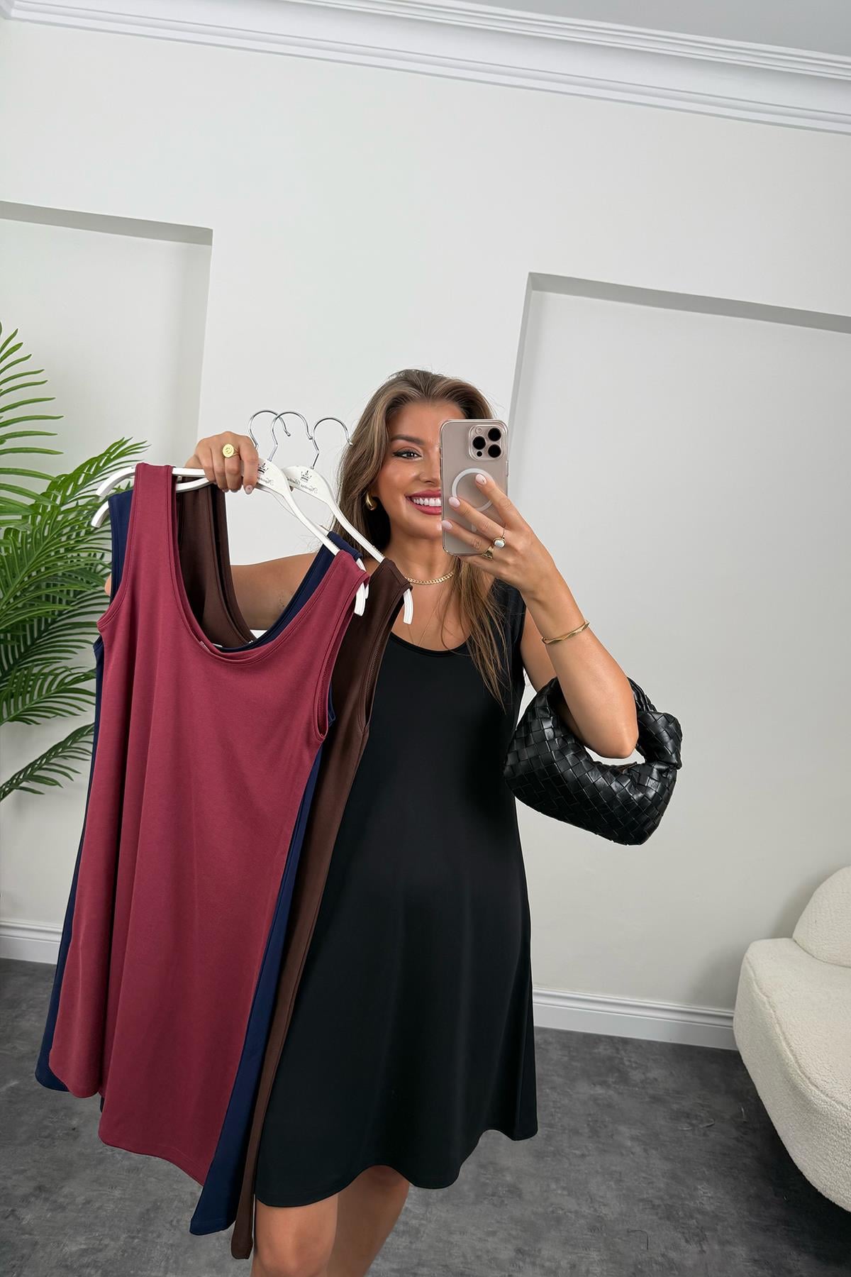 1. Sınıf Kalite Pike Modal Kumaş Sıfır Kol Basic Elbise Siyah