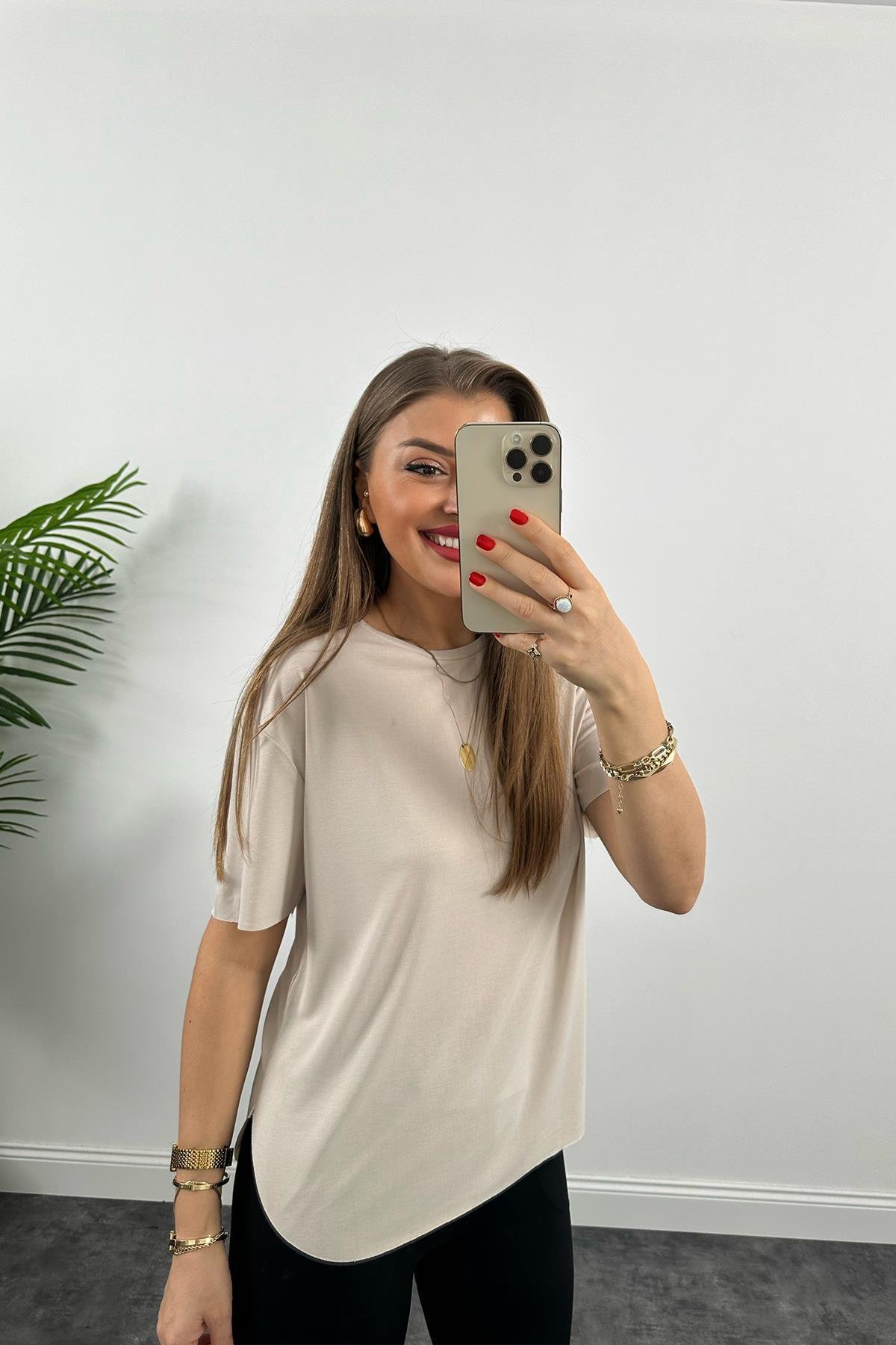 1. Sınıf Kalite Modal Kumaş Oysh Basic Tshirt Taş