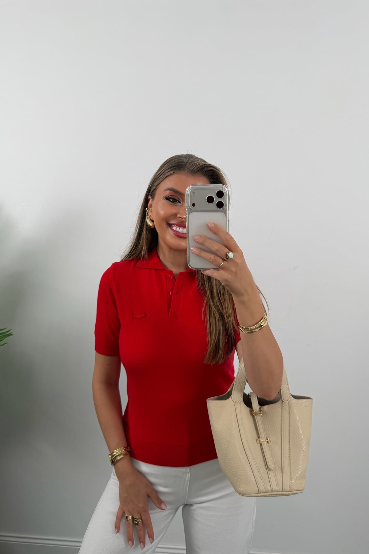 1. Sınıf Kalite Kaşmir Dokulu Polo Yaka Triko Kırmızı