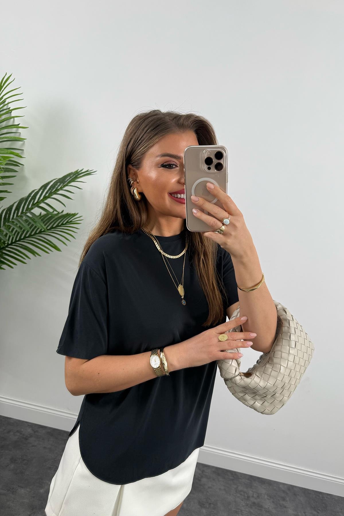 1. Sınıf Kalite Modal Kumaş Oysh Basic Tshirt Yıkamalı Siyah 