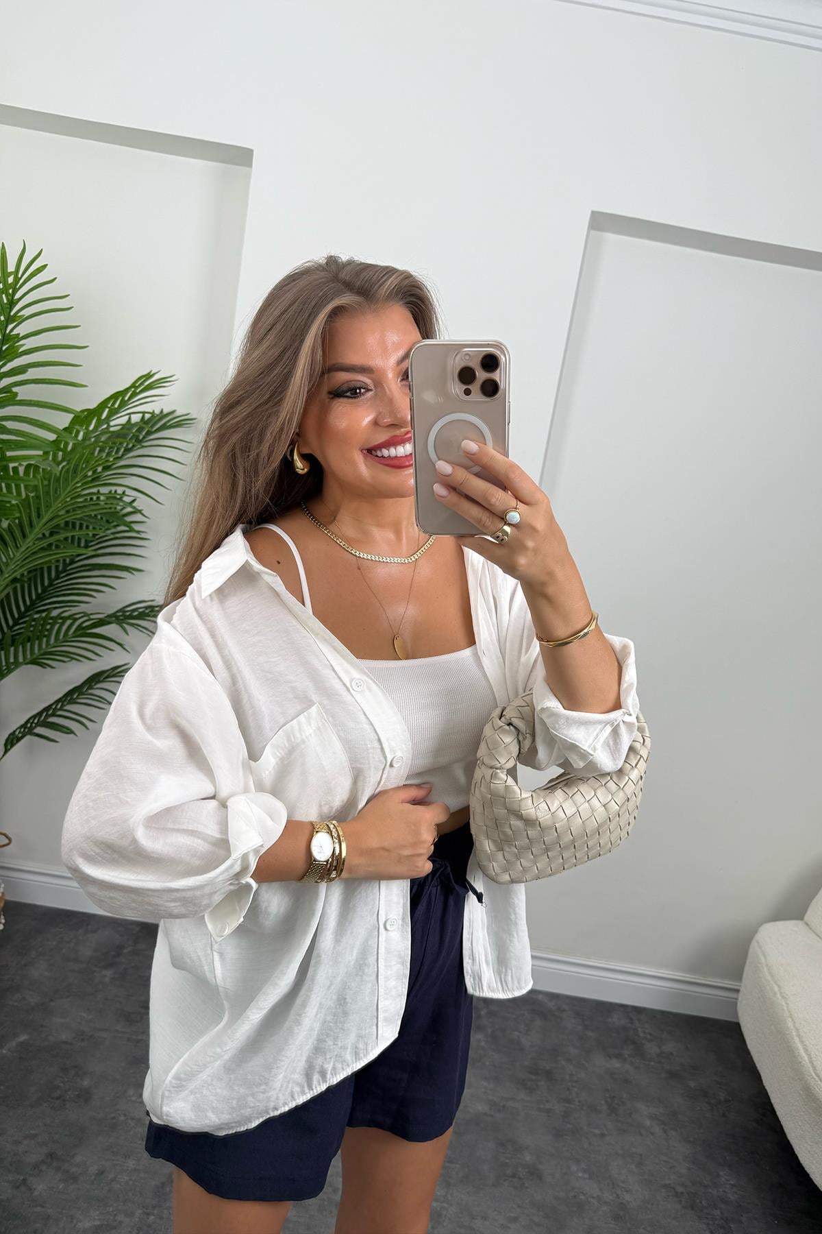 %100 Ham Keten Lüx Kalite Basic Şort Lacivert