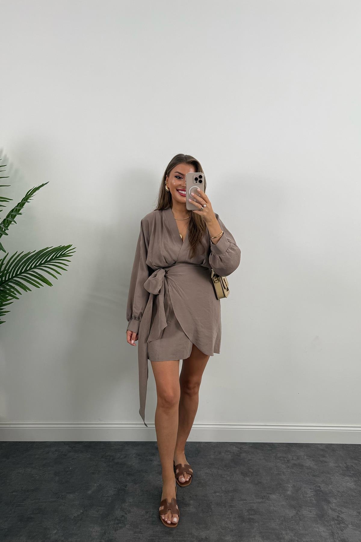 %100 Tensel Balon Kol Lüx Kalite Anvelop Elbise Vizon