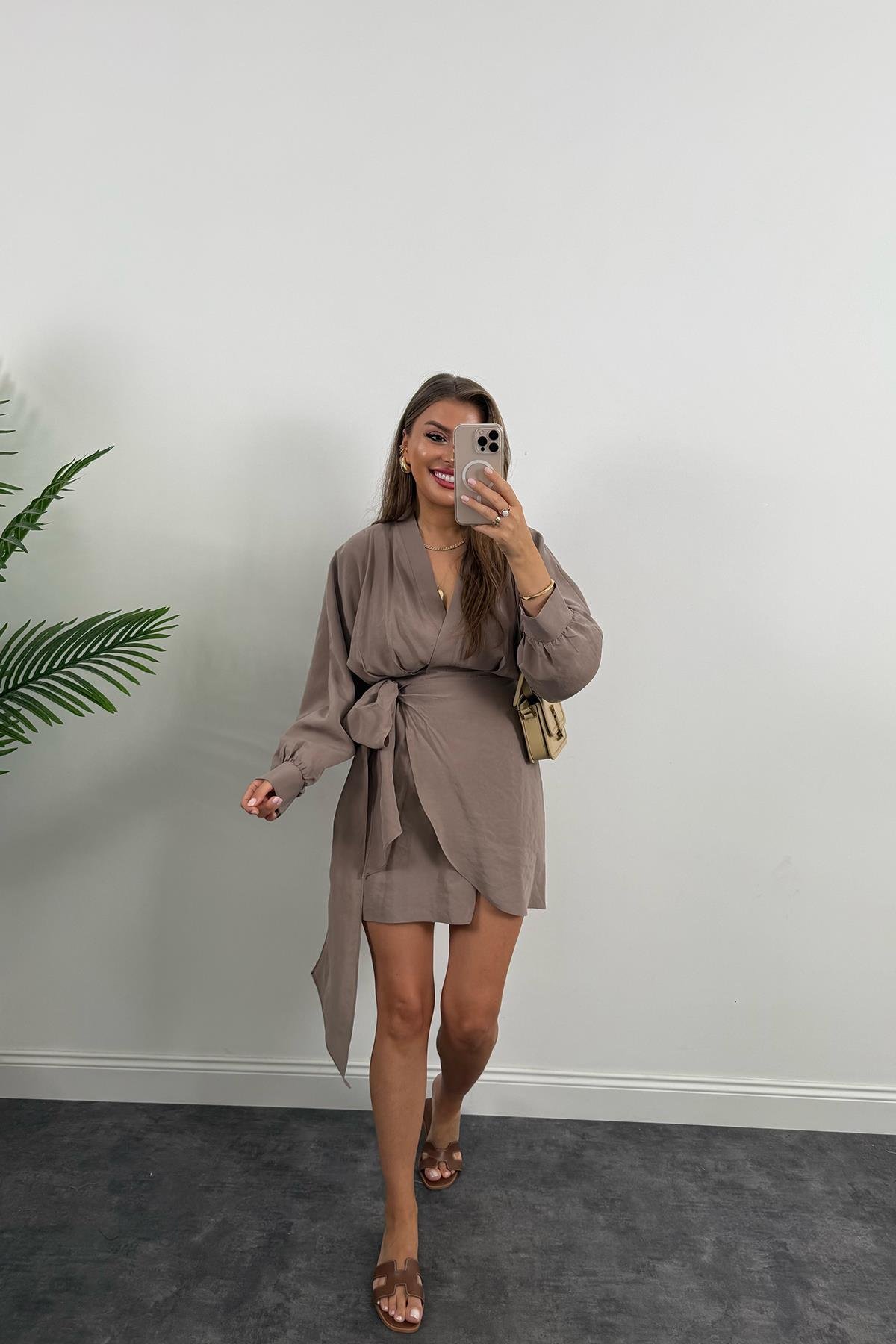 %100 Tensel Balon Kol Lüx Kalite Anvelop Elbise Vizon