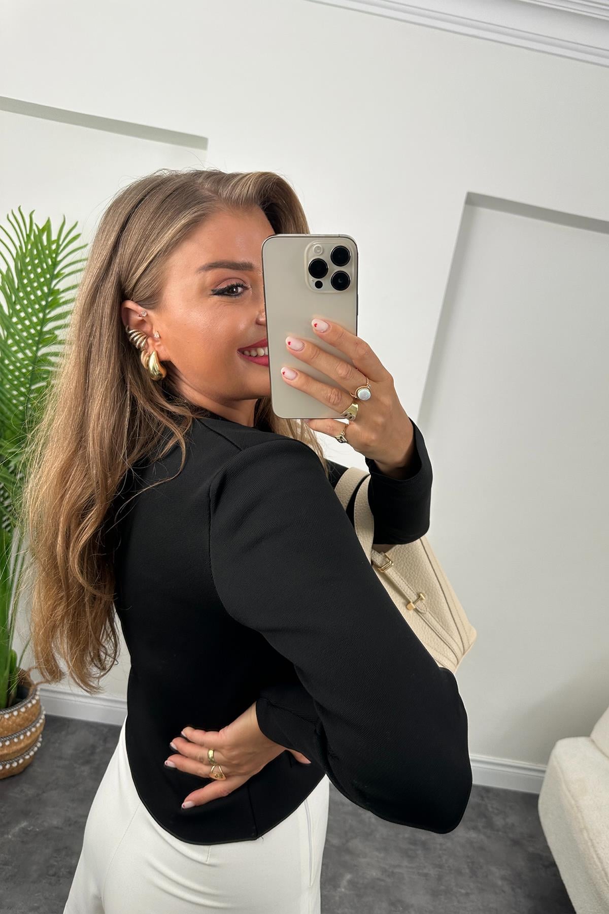 Amor Paris Gold Düğmeli Çelik Triko Hırka Siyah
