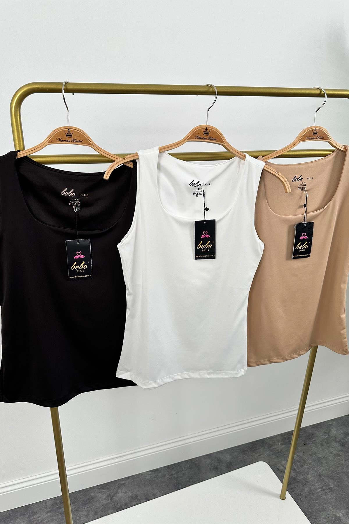 Bebe Marka Likralı Basic Atlet Ekru