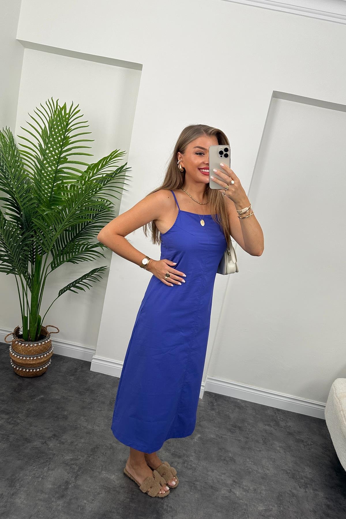 Bebe Marka Lüx Kalite Basic Poplin Elbise Mor