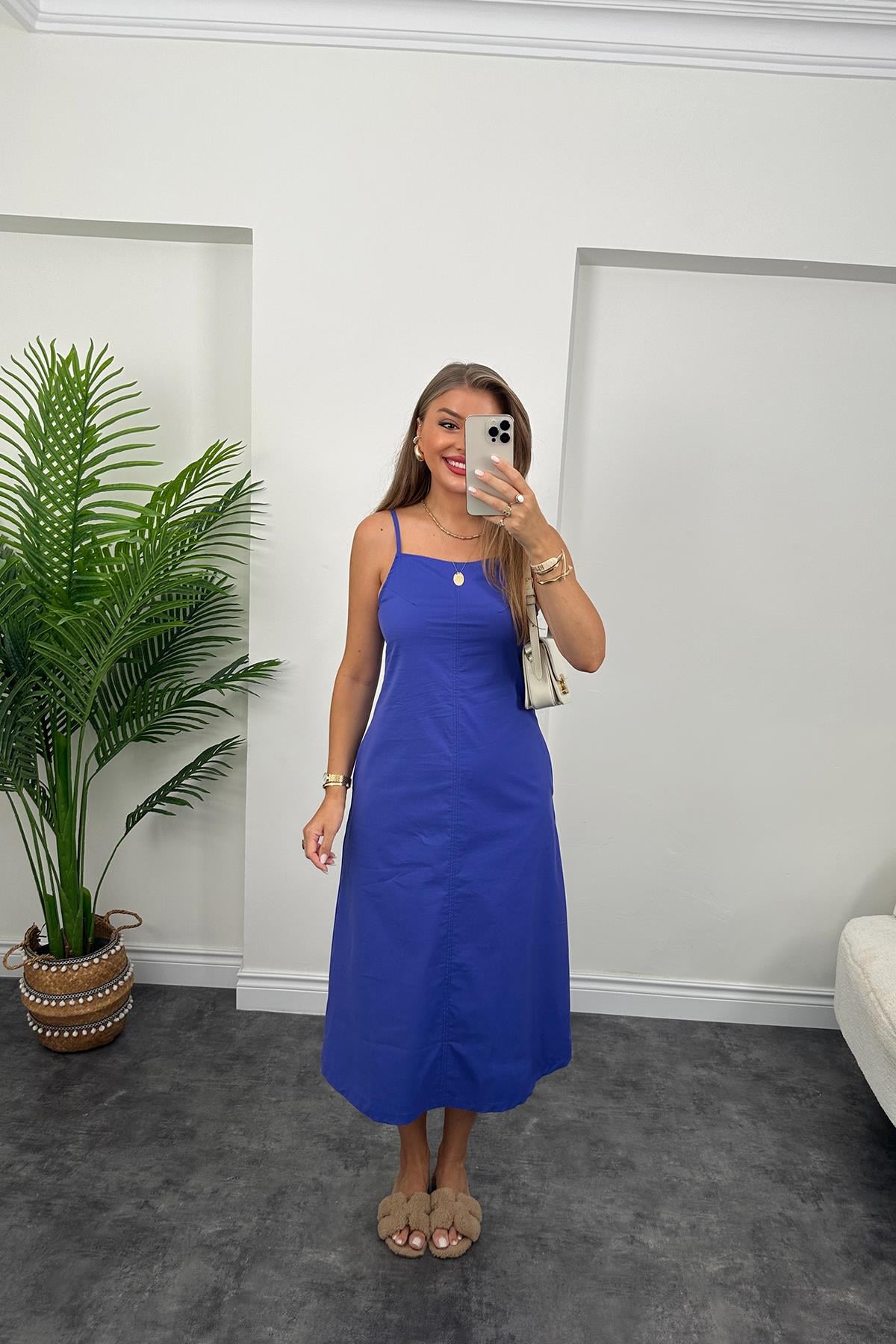 Bebe Marka Lüx Kalite Basic Poplin Elbise Mor