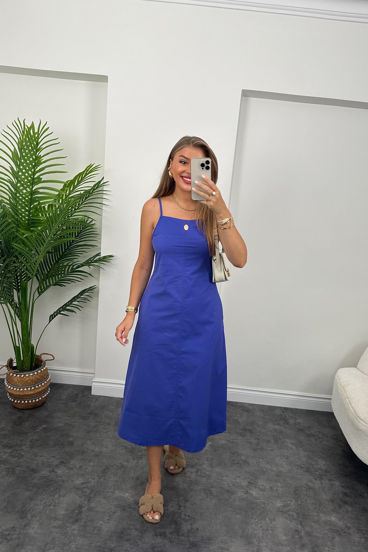 Bebe Marka Lüx Kalite Basic Poplin Elbise Mor