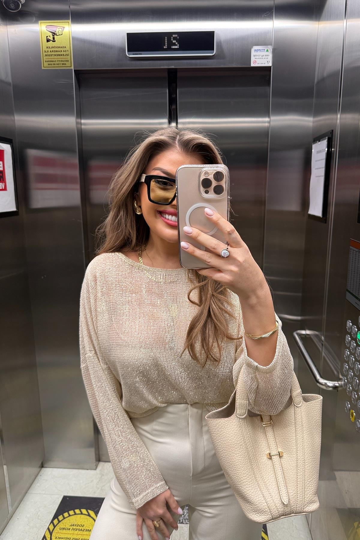 Bebe Marka Lüx Kalite Gold File Bluz