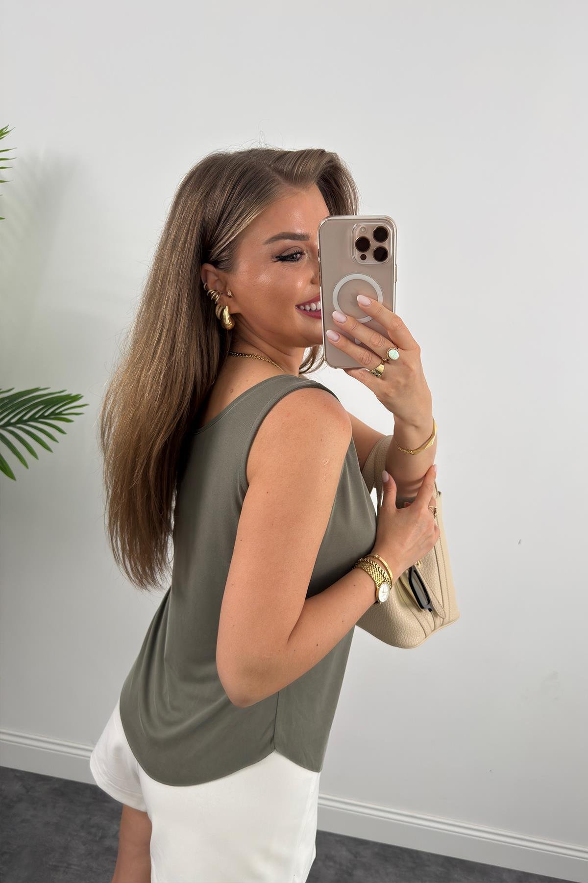 Bebe Marka Lüx Kalite Modal Kumaş Atlet Haki