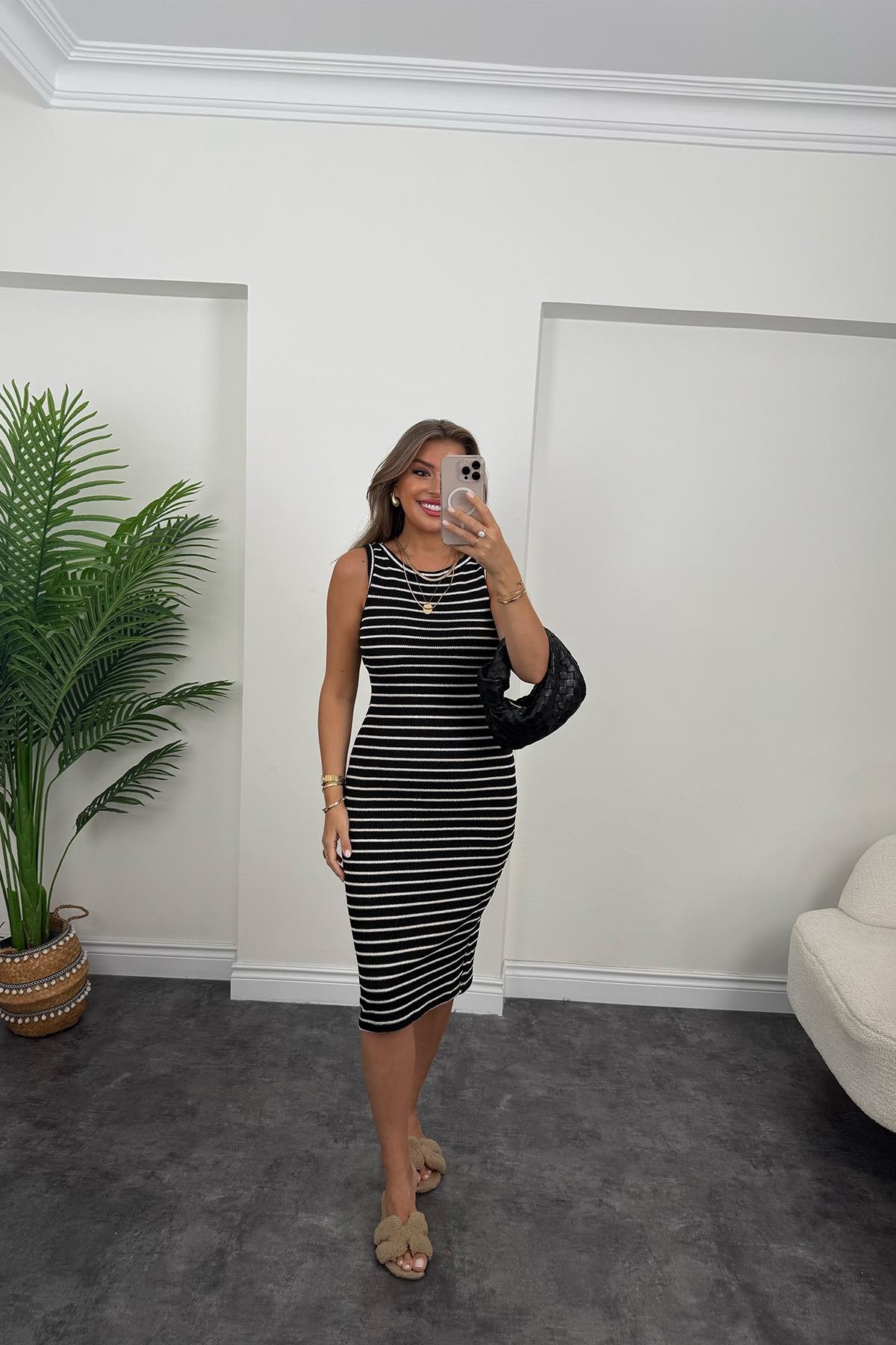 Bebe Marka Massi Kumaş Likralı Marin Kalem Elbise Siyah 