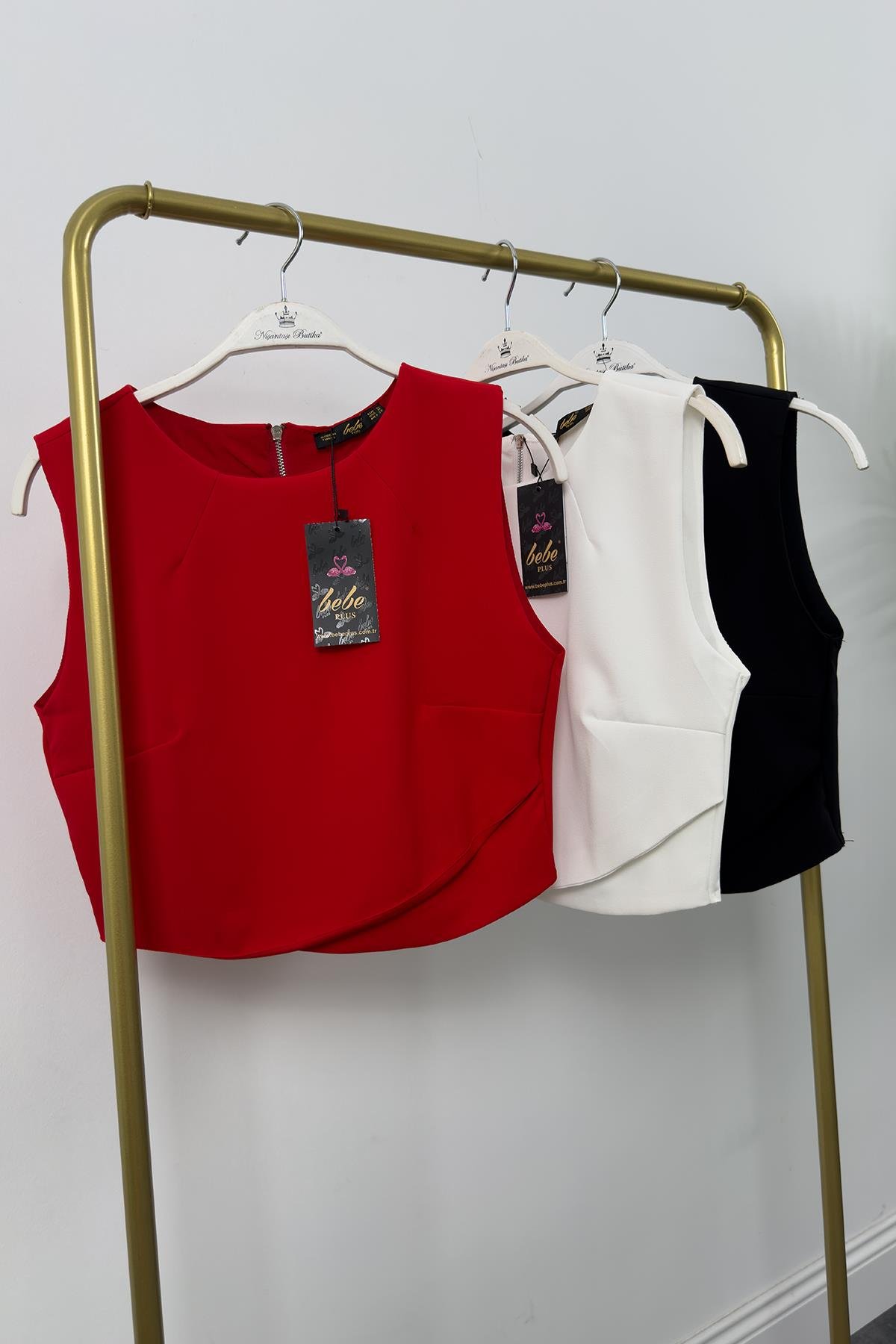 Bebe Marka Önü Zarf Sırtı Çapraz Klasik Kumaş Bluz Siyah