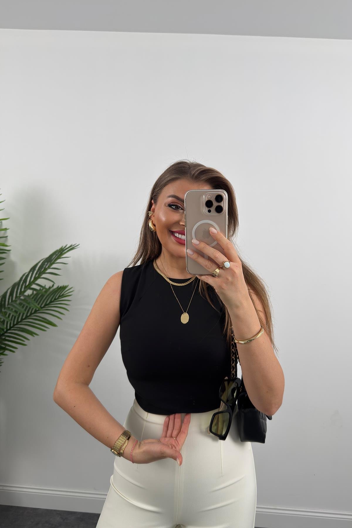 Bebe Marka Önü Zarf Sırtı Çapraz Klasik Kumaş Bluz Siyah