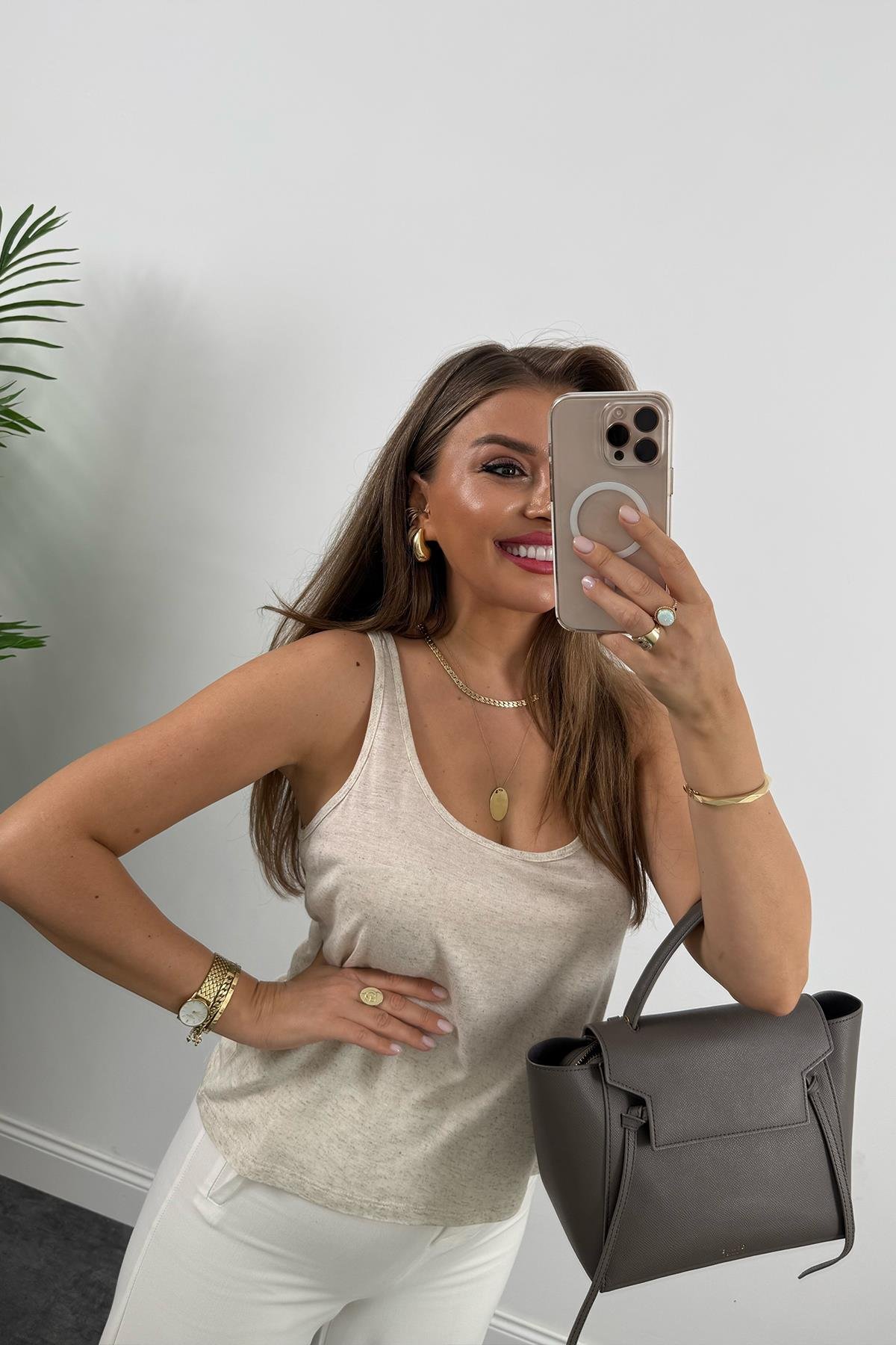 Bebe Premium U Yaka Organik Kumaş Keten Atlet