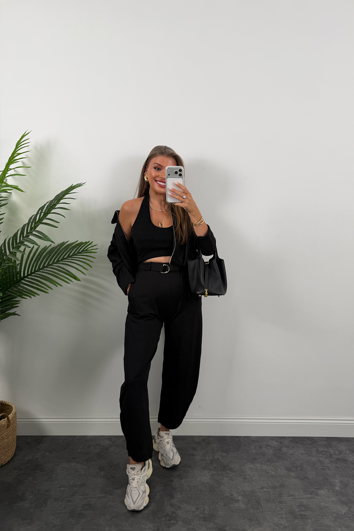 Bomber Ceketli Jogger Pantolon Takım Siyah
