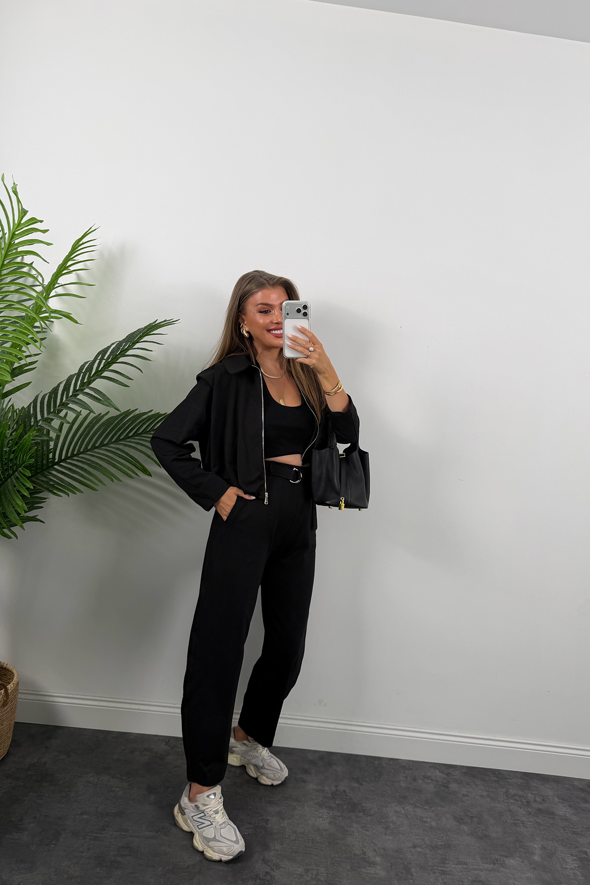 Bomber Ceketli Jogger Pantolon Takım Siyah