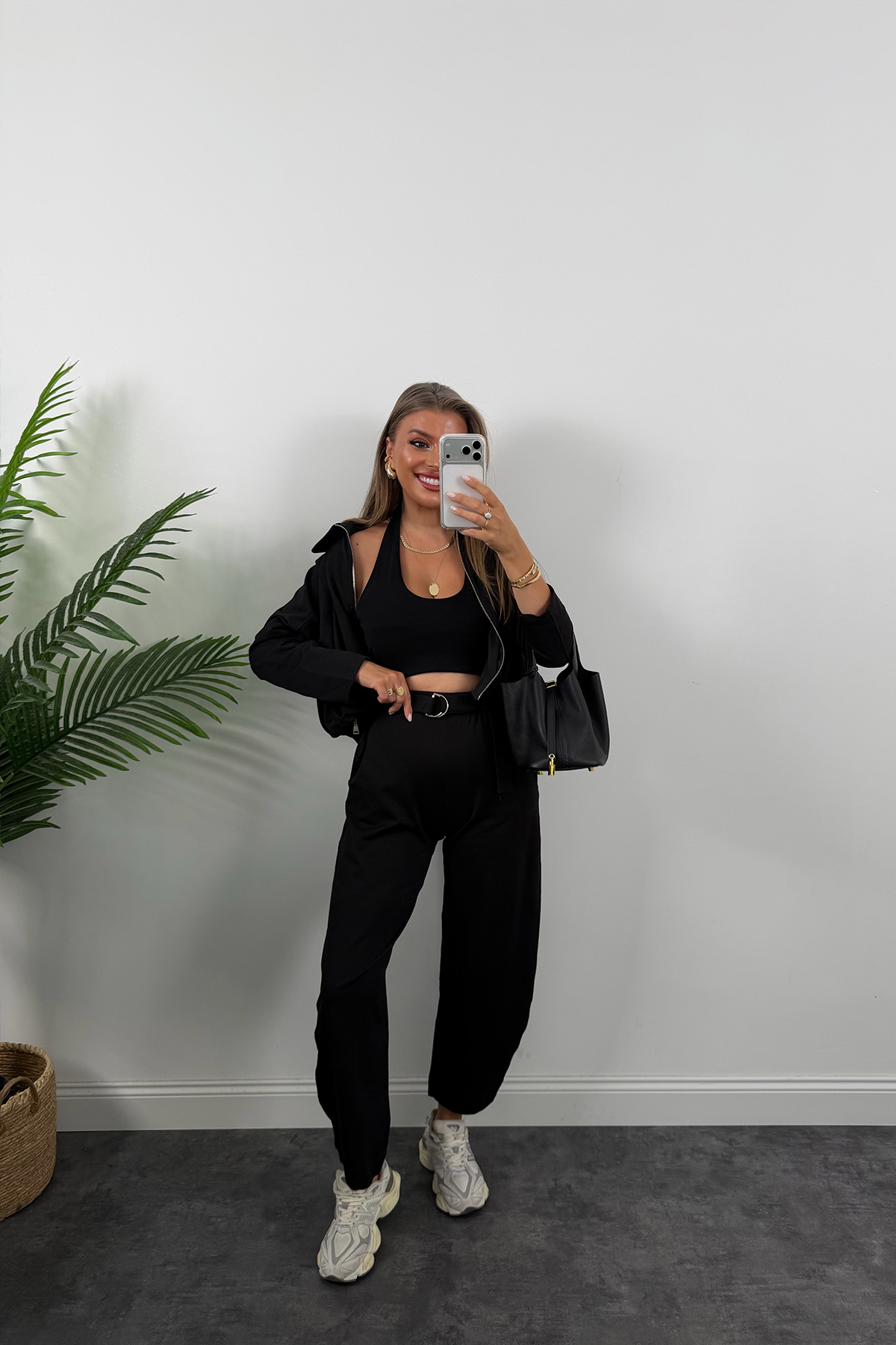 Bomber Ceketli Jogger Pantolon Takım Siyah