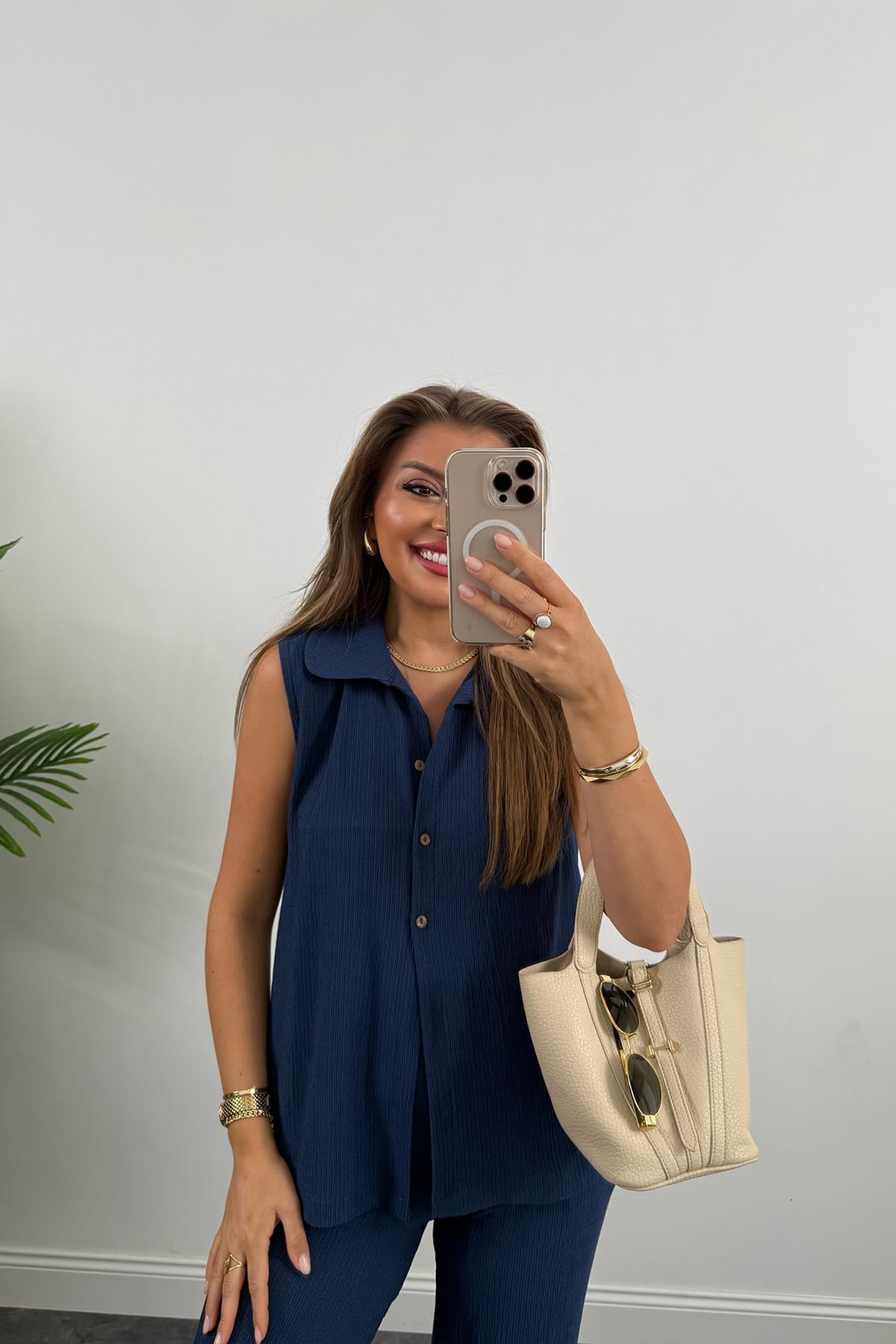 Love İt Basic Likralı Gofre Takım İndigo