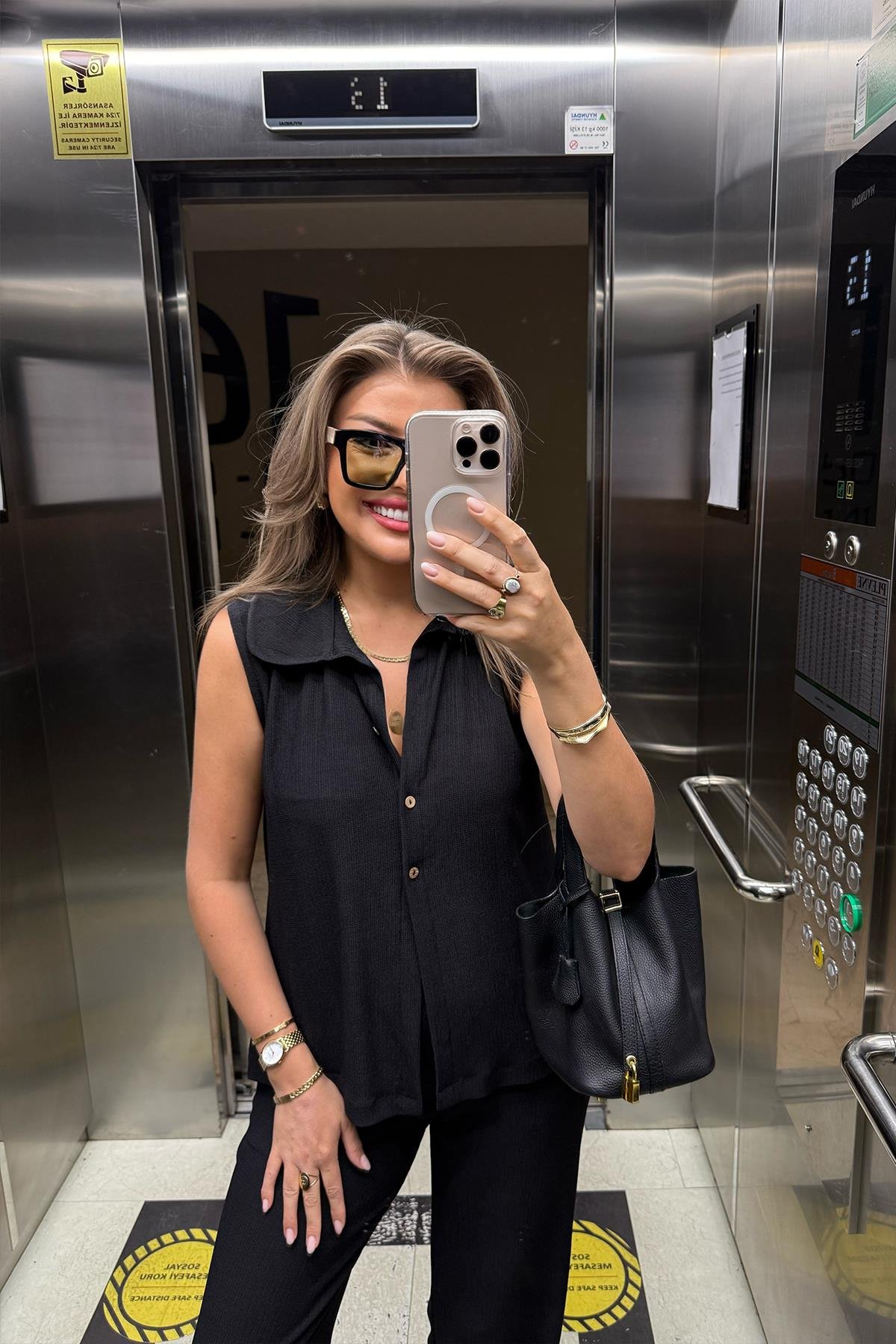 Love İt Basic Likralı Gofre Takım Siyah