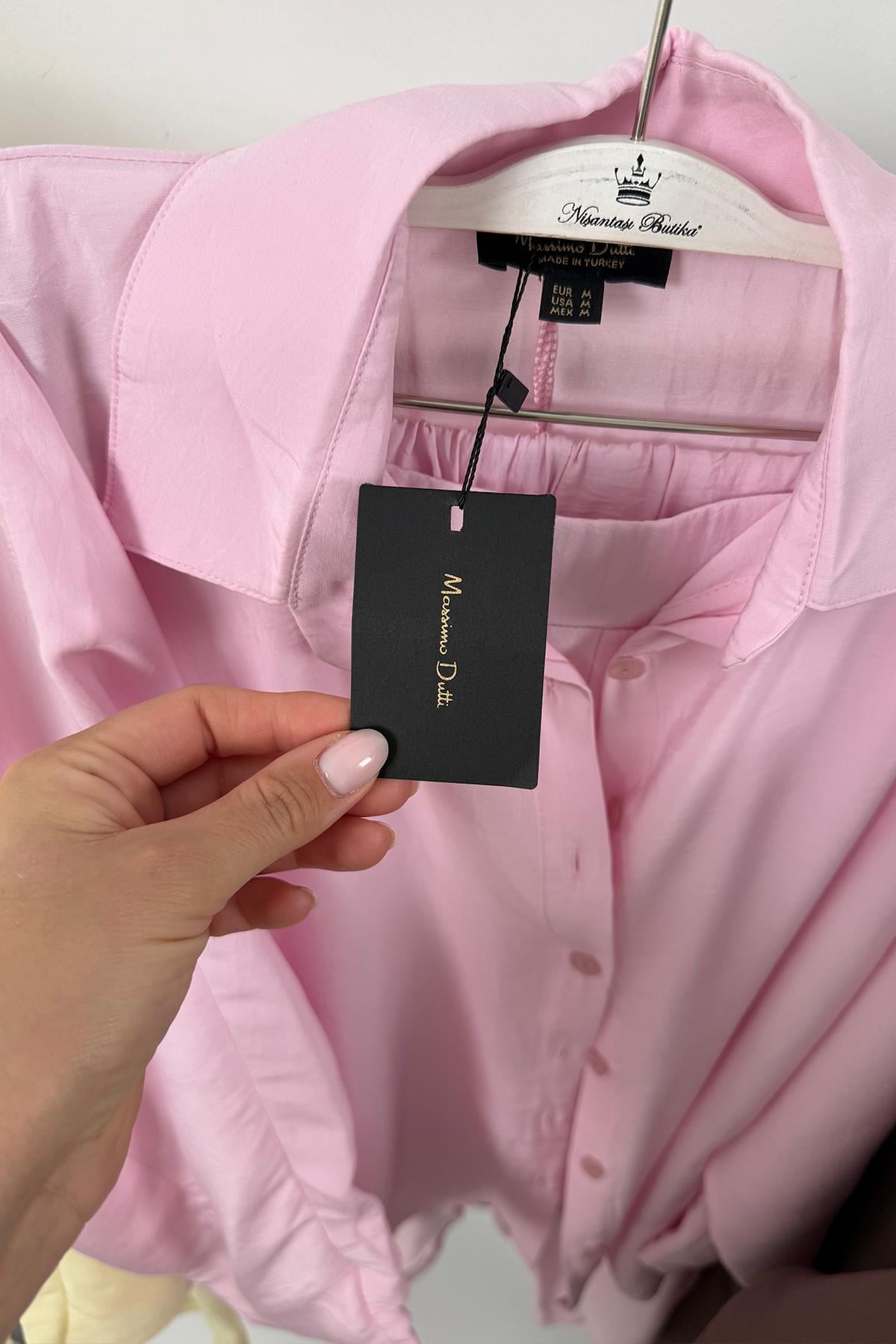 Lüx Kalite %100 Tensel Pamuk Kumaş Pensli Takım Pembe