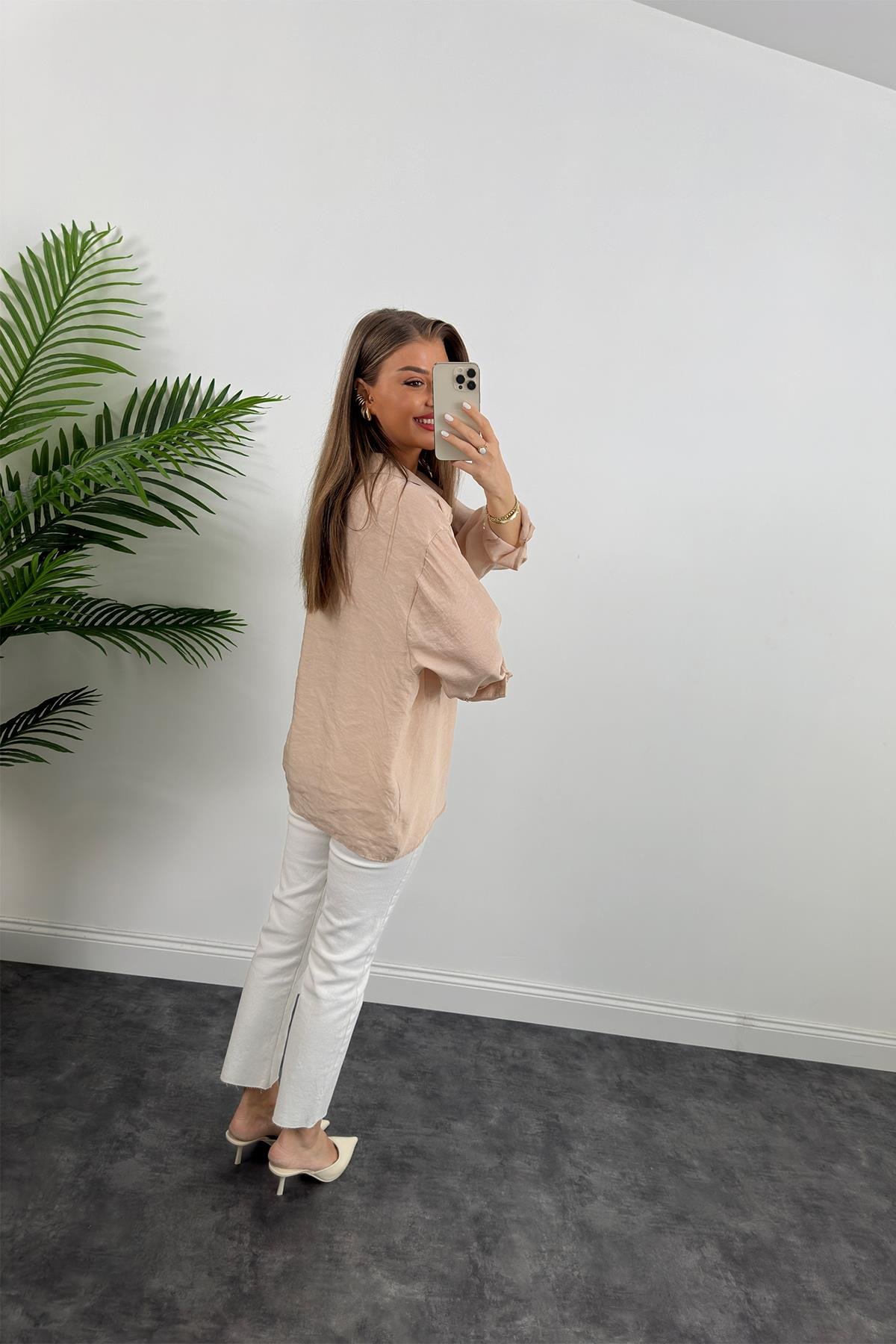 Lüx Kalite Basic Salaş Tensel Gömlek Taş