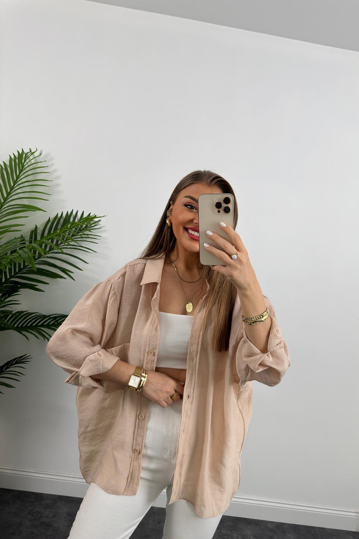 Lüx Kalite Basic Salaş Tensel Gömlek Taş