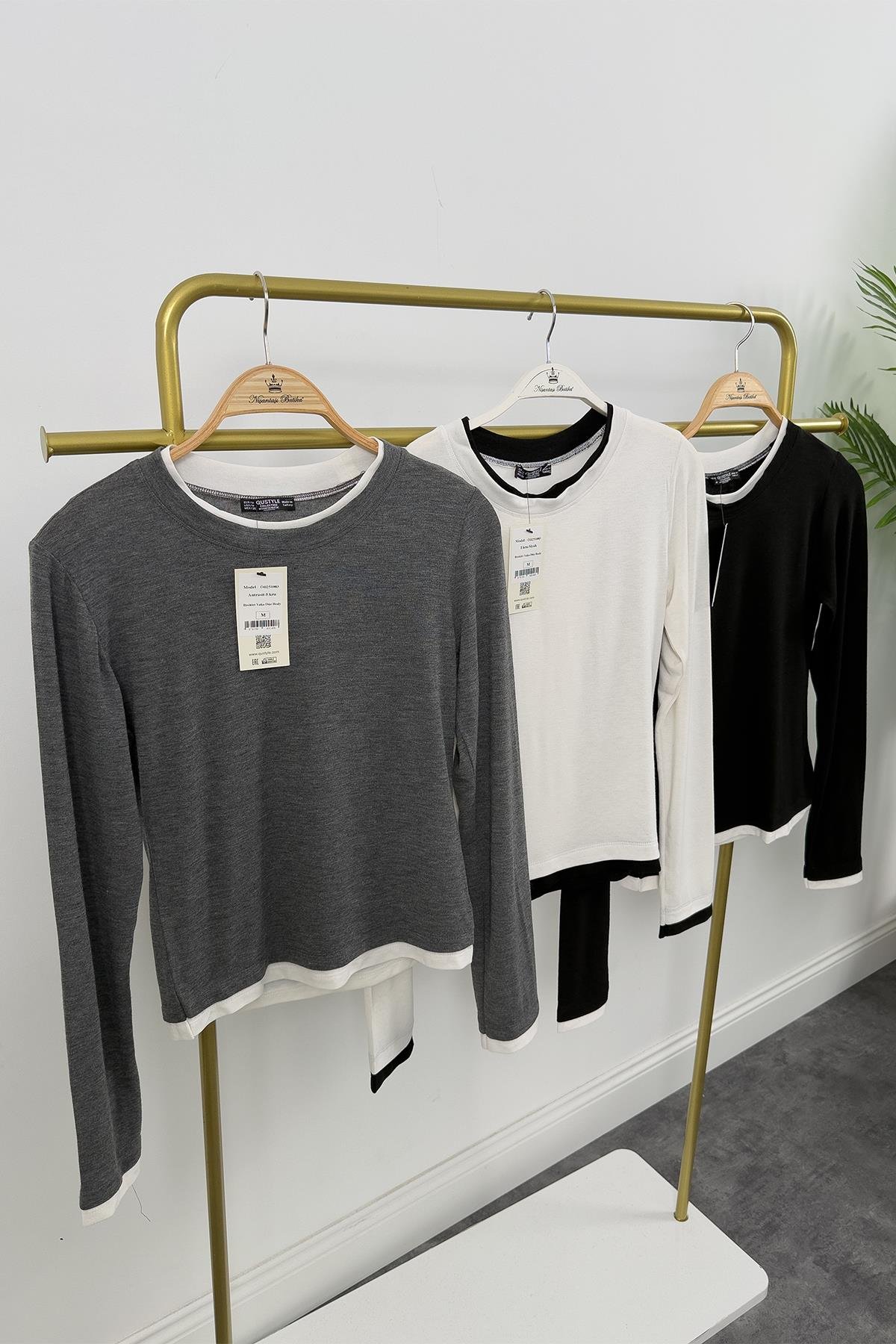 Lüx Kalite Çift Biyeli İnce Pamuklu Triko Siyah