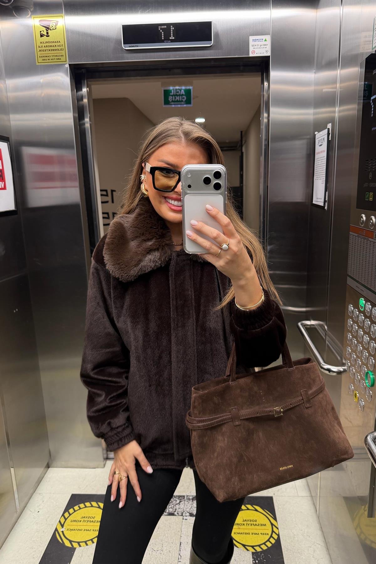 Lüx Kalite İthal Kumaş Kürk Mont Acı Kahve