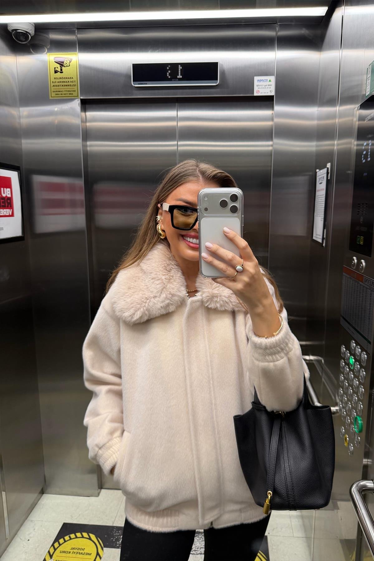 Lüx Kalite İthal Kumaş Kürk Mont Taş