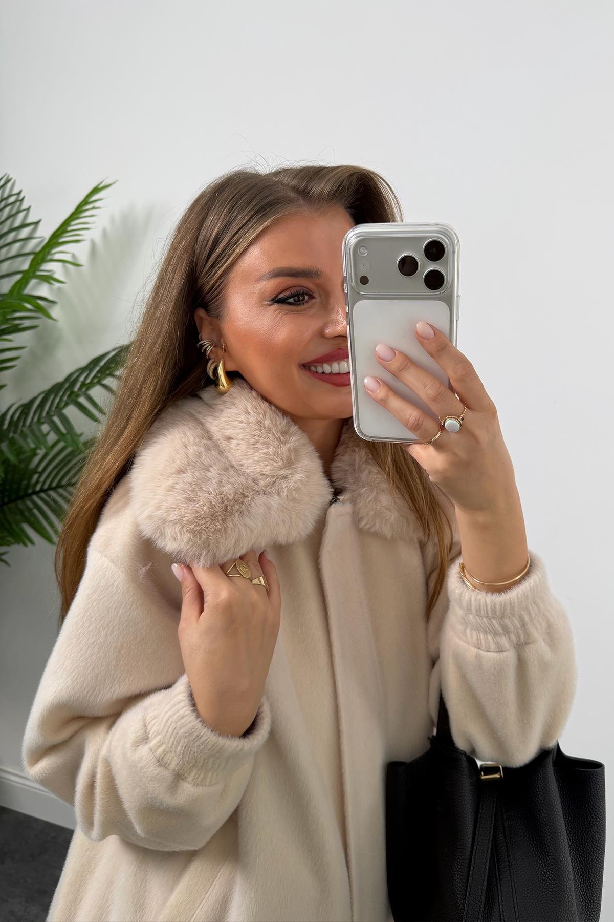 Lüx Kalite İthal Kumaş Kürk Mont Taş