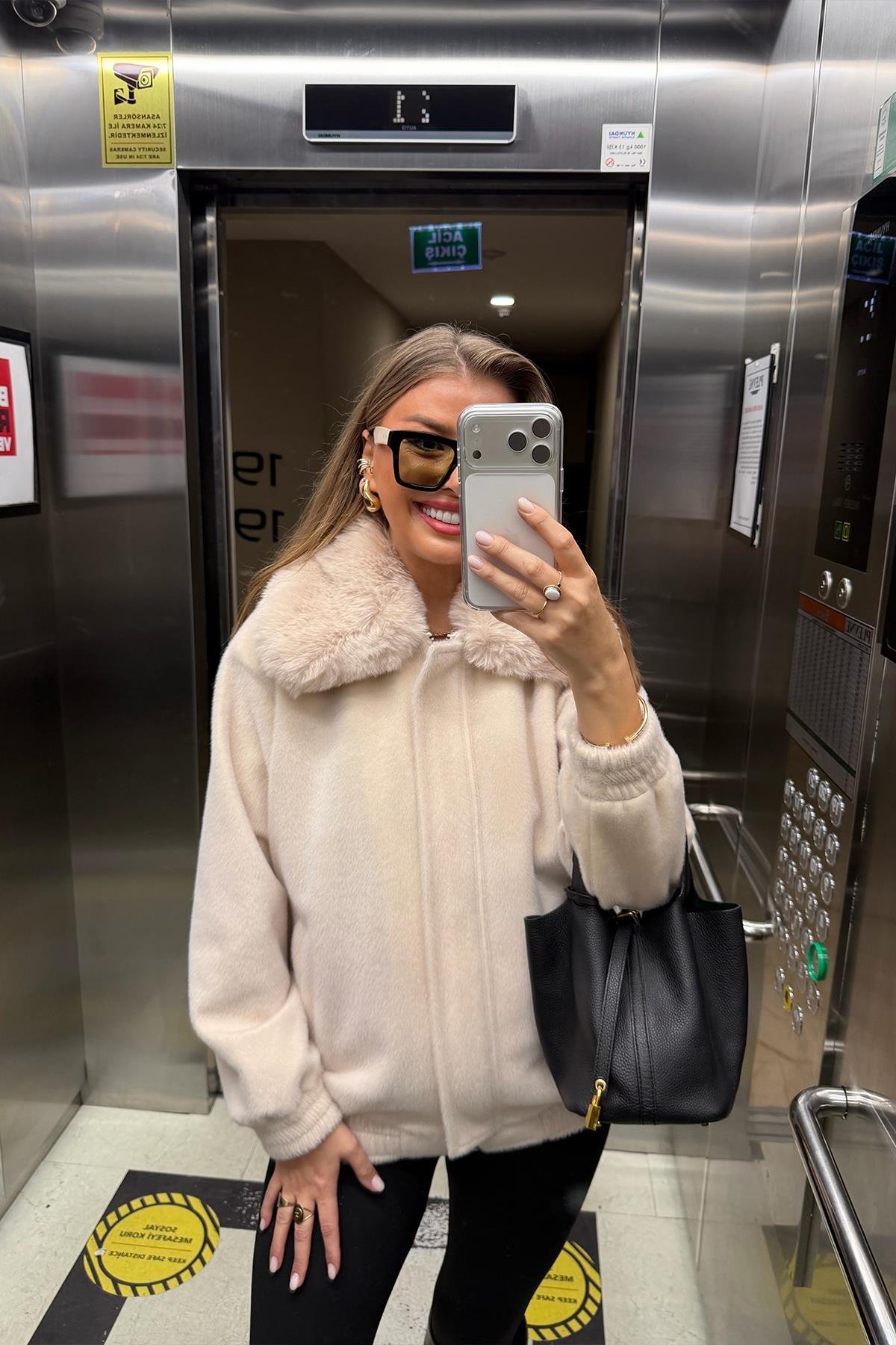 Lüx Kalite İthal Kumaş Kürk Mont Taş