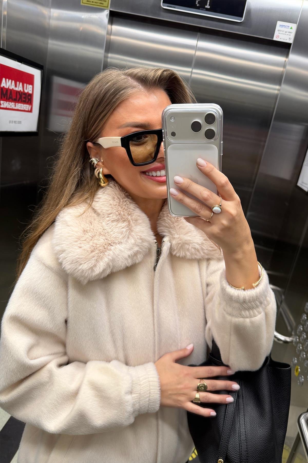 Lüx Kalite İthal Kumaş Kürk Mont Taş