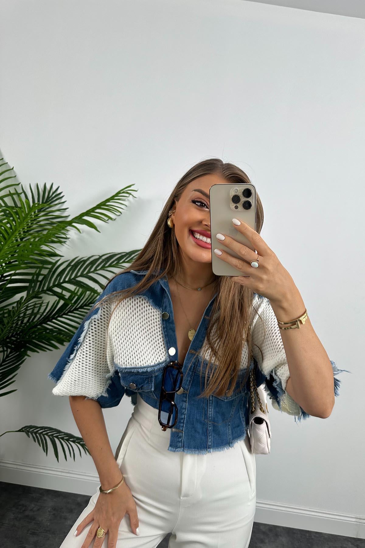 Lüx Kalite Marka Model Tasarım Jean Mixli Ceket