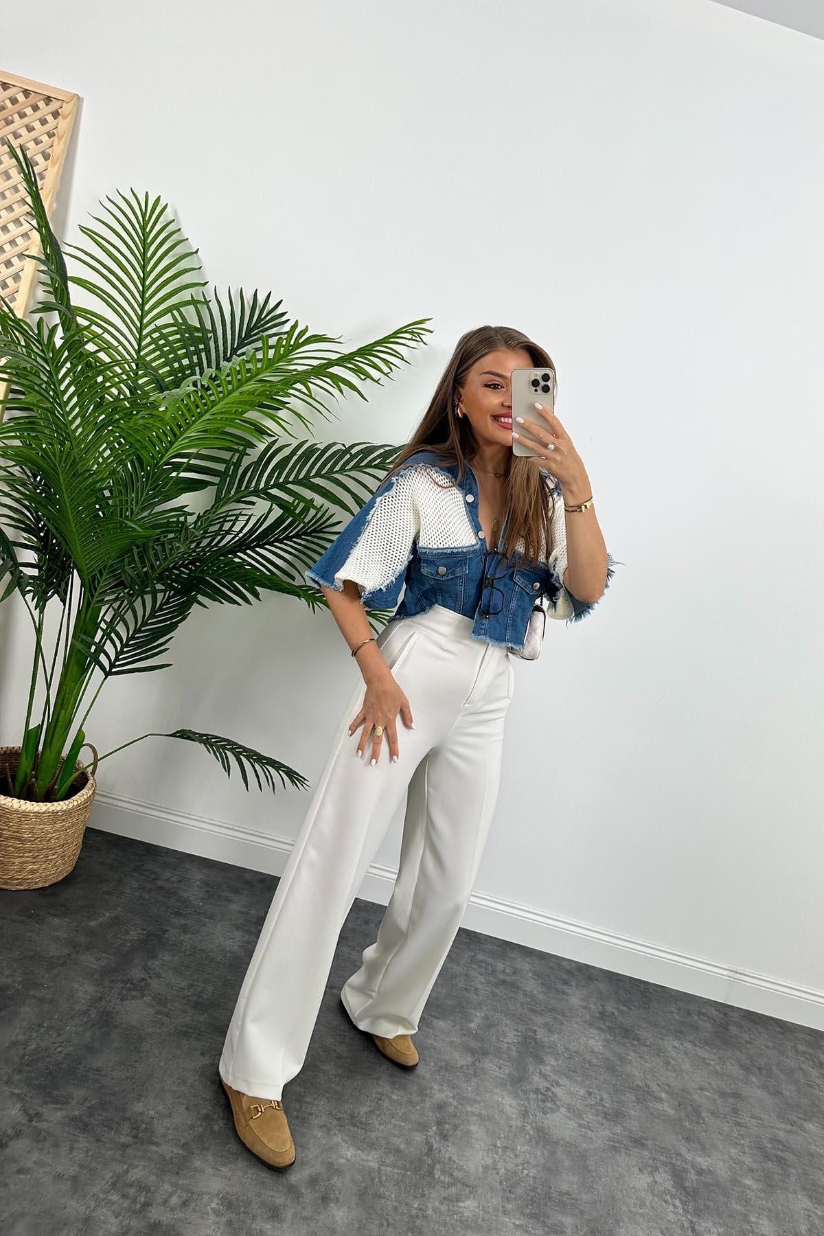 Lüx Kalite Marka Model Tasarım Jean Mixli Ceket