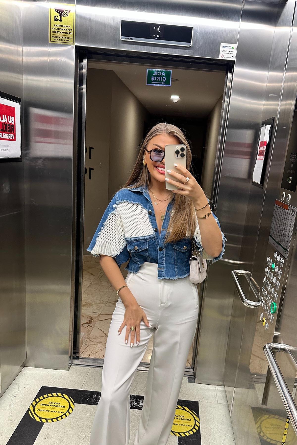 Lüx Kalite Marka Model Tasarım Jean Mixli Ceket