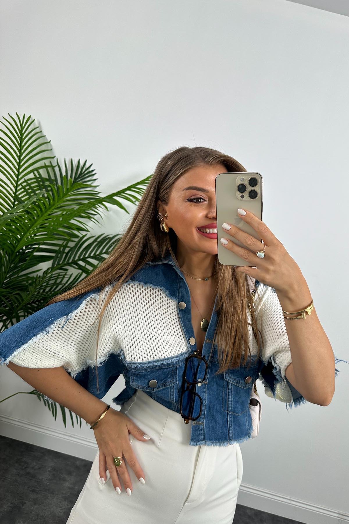 Lüx Kalite Marka Model Tasarım Jean Mixli Ceket
