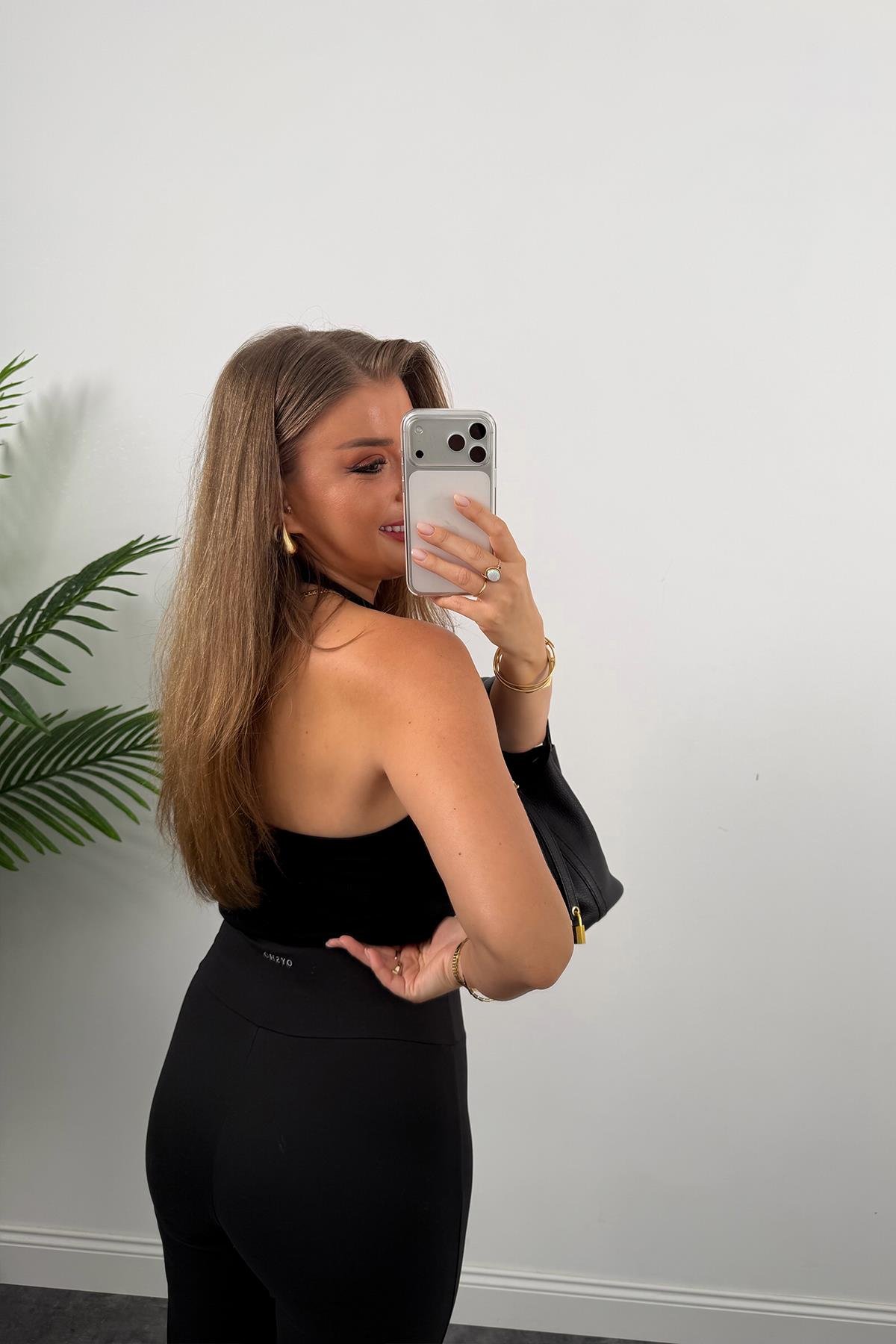 Lüx Kalite Oysh Model Likralı Flare Tayt Siyah