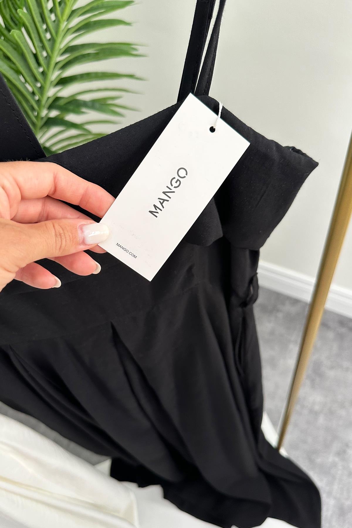 Lüx Kalite Tensel Modal Kumaş Kemerli Maxi Kloş Elbise Siyah